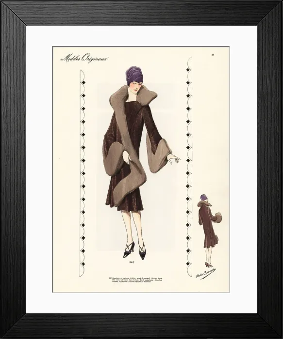 Framed Print : Afternoon coat of silk velvet, Medici collar and cuffs of fox fu Framed Print : Afternoon coat of silk velvet, Medici collar and cuffs of fox fu