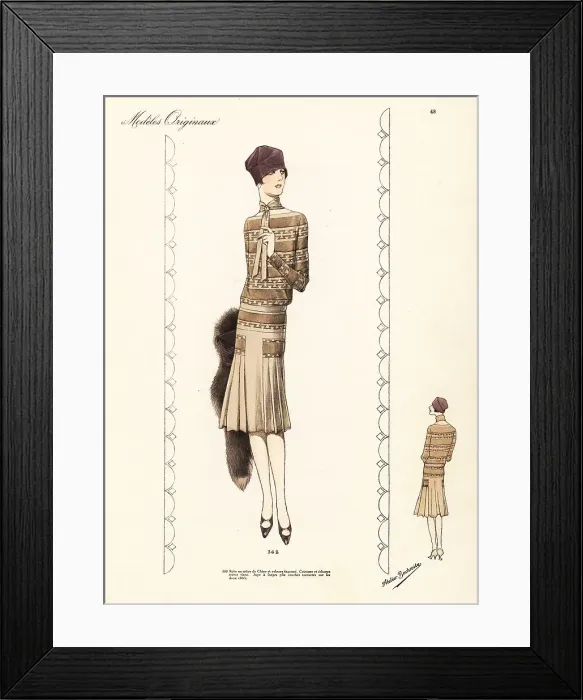 Framed Print : Jumper frock of crepe de Chine and figured velvet Framed Print : Jumper frock of crepe de Chine and figured velvet