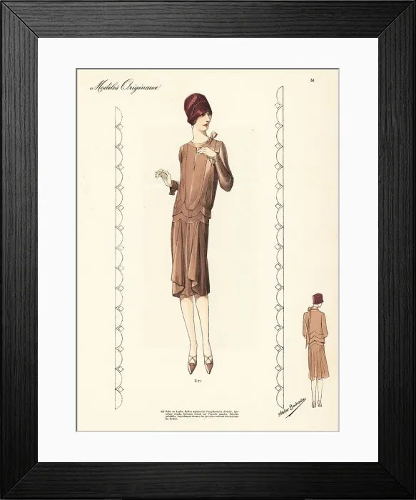 Framed Print : Woman in kasha dress and cloche hat Framed Print : Woman in kasha dress and cloche hat