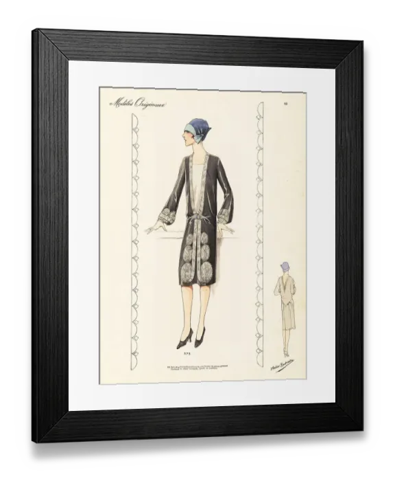 Framed Print : Afternoon dress in silk velvet embroidered with silver braid gal Framed Print : Afternoon dress in silk velvet embroidered with silver braid gal