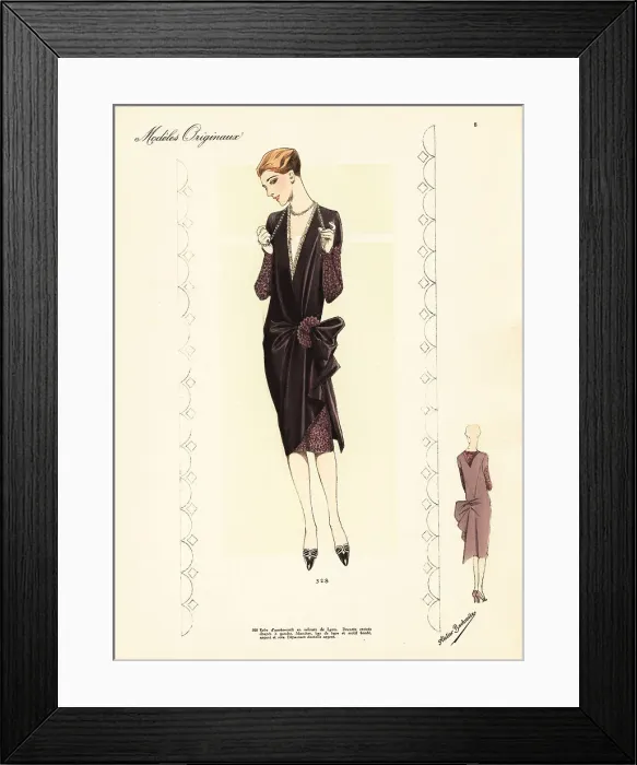 Framed Print : Afternoon dress in Lyons velvet with large bow on one hip Framed Print : Afternoon dress in Lyons velvet with large bow on one hip