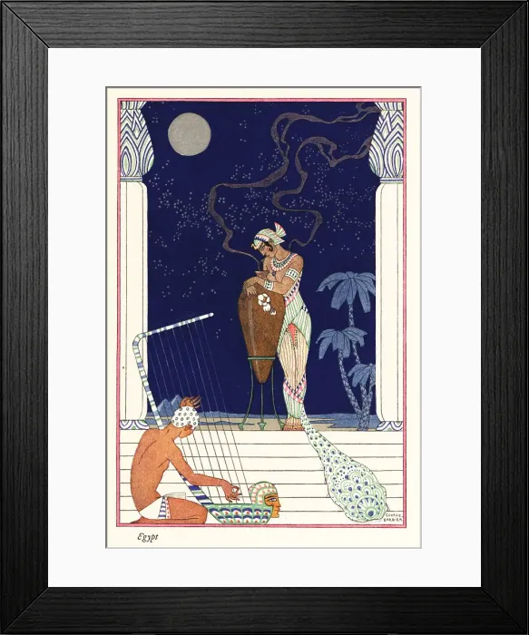 Framed Print : A queen stands smelling fragrance burnt in a large amphora, anci Framed Print : A queen stands smelling fragrance burnt in a large amphora, anci