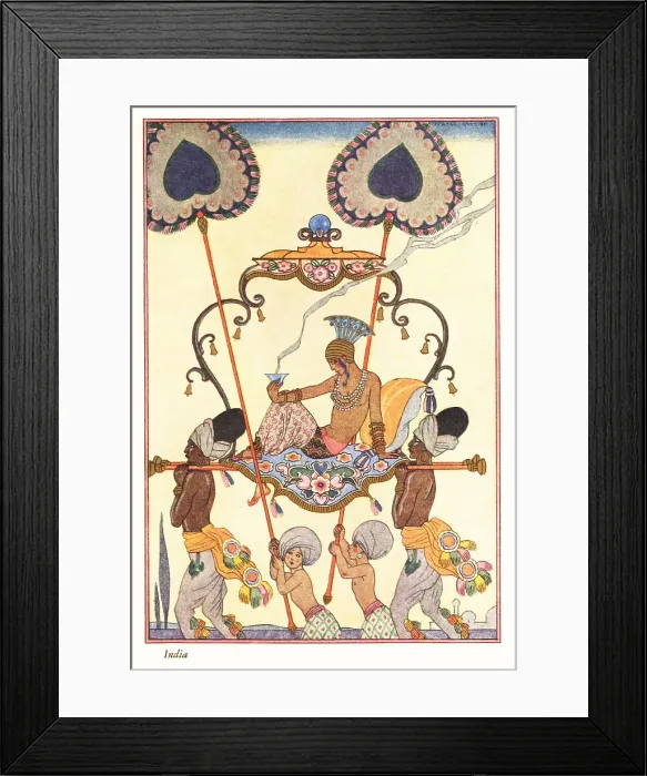 Framed Print : A noble woman burns incense while being carried on a palanquin Framed Print : A noble woman burns incense while being carried on a palanquin