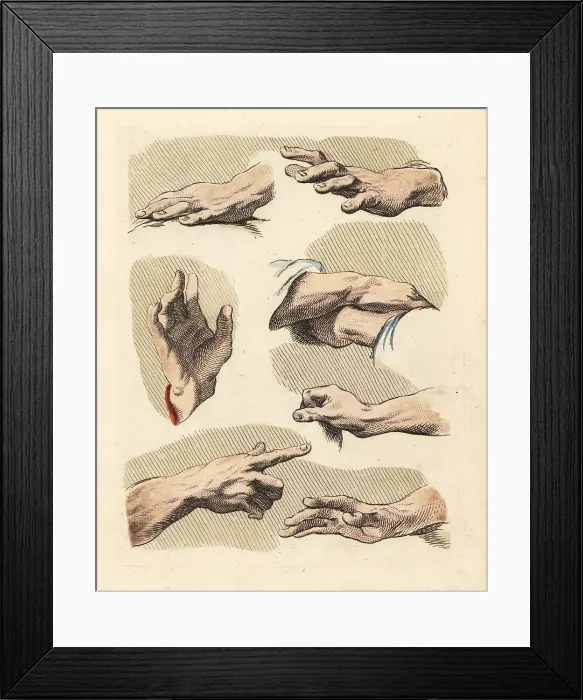 Framed Print : Figures of male fingers, hands, gestures Framed Print : Figures of male fingers, hands, gestures