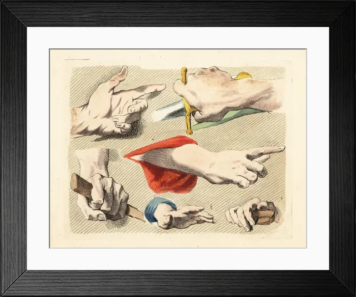 Framed Print : Figures of male fingers, hands, gestures, with swords and staffs Framed Print : Figures of male fingers, hands, gestures, with swords and staffs