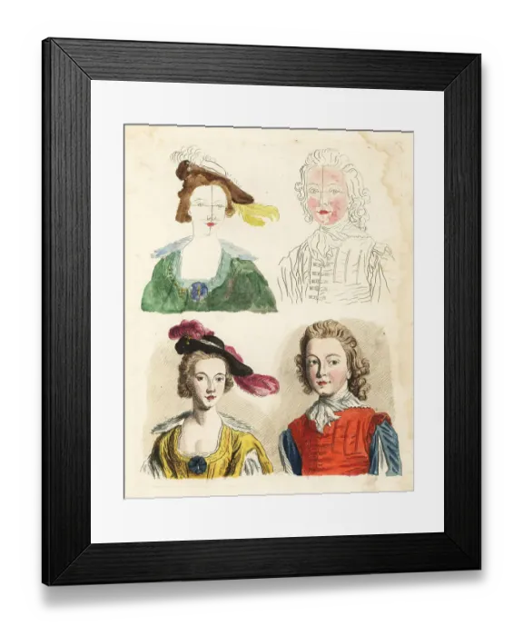 Framed Print : Specimens from an 18th century colouring book Framed Print : Specimens from an 18th century colouring book