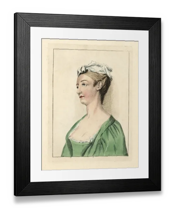 Framed Print : Figure of a woman in linen cap and square-cut bodice Framed Print : Figure of a woman in linen cap and square-cut bodice