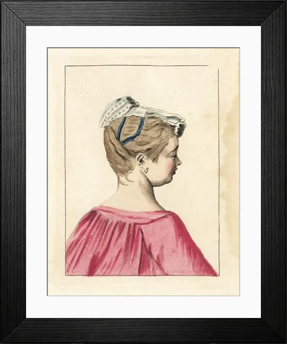 Framed Print : Figure of a girl in lace cap from an old master painting Framed Print : Figure of a girl in lace cap from an old master painting