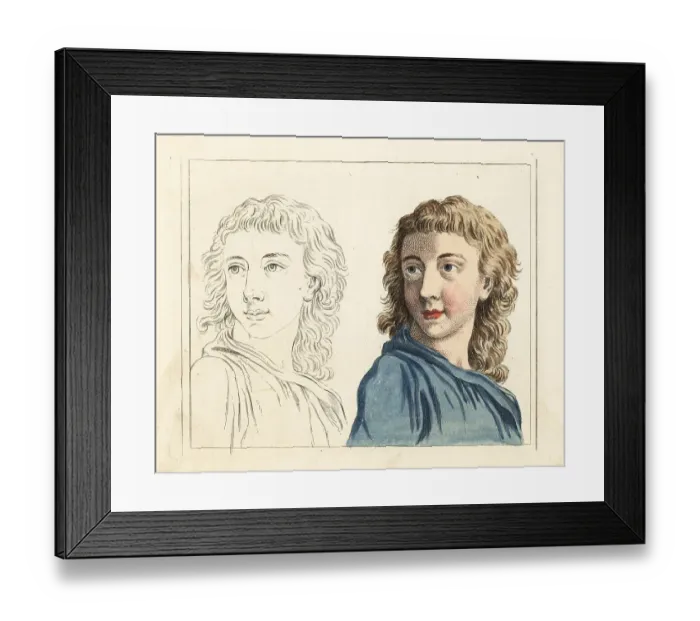 Framed Print : Figures from an 18th century colouring book Framed Print : Figures from an 18th century colouring book