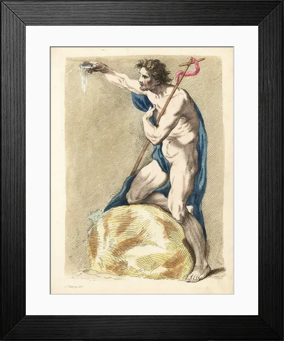 Framed Print : Saint John the Baptist in the wilderness, holding a cross Framed Print : Saint John the Baptist in the wilderness, holding a cross
