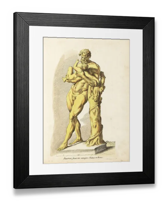 Framed Print : Faunus, horned Roman god of the forest, with a child Framed Print : Faunus, horned Roman god of the forest, with a child