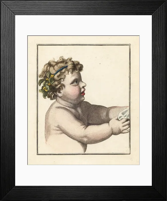 Framed Print : Figure of a a young boy with flowers in his hair Framed Print : Figure of a a young boy with flowers in his hair