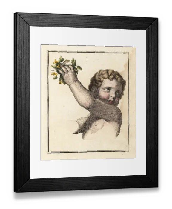 Framed Print : Figure of a young boy with flowers in his hands Framed Print : Figure of a young boy with flowers in his hands