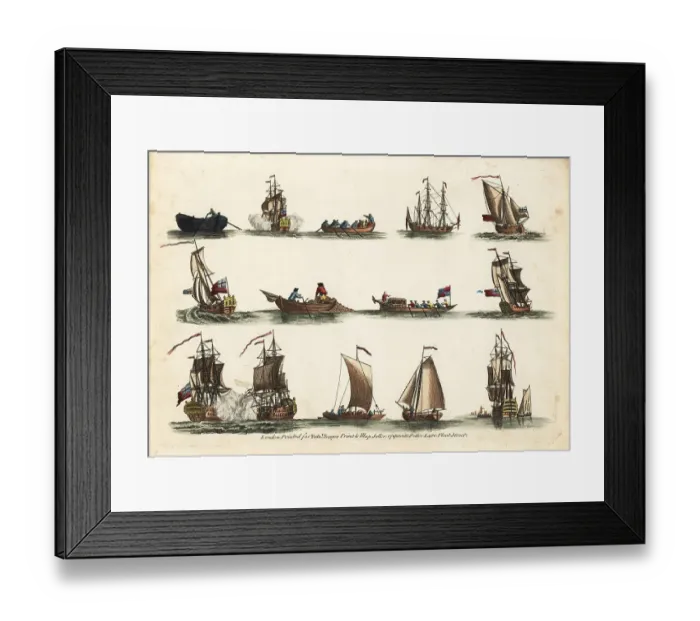 Framed Print : 18th century nautical scenes with tall ships Framed Print : 18th century nautical scenes with tall ships