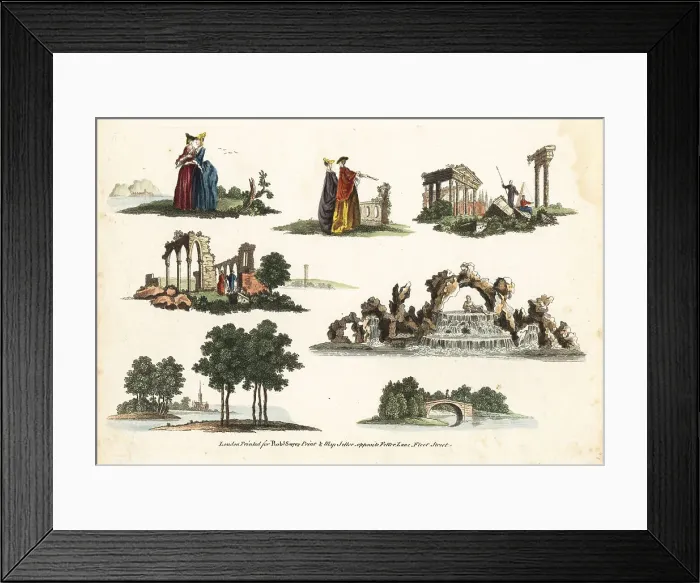 Framed Print : Group of rustic landscapes, 18th century Framed Print : Group of rustic landscapes, 18th century