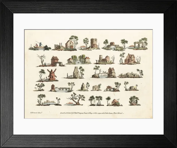 Framed Print : Group of miniature rustic landscapes Framed Print : Group of miniature rustic landscapes