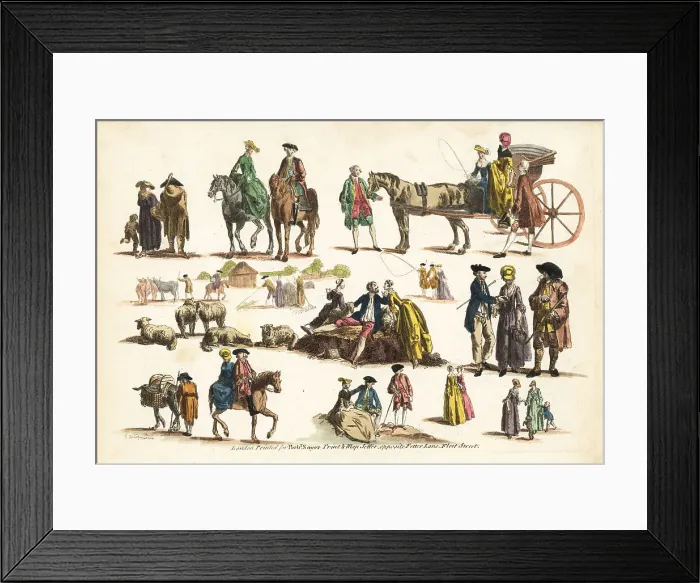 Framed Print : Groups of 18th century figures in rural pastimes Framed Print : Groups of 18th century figures in rural pastimes