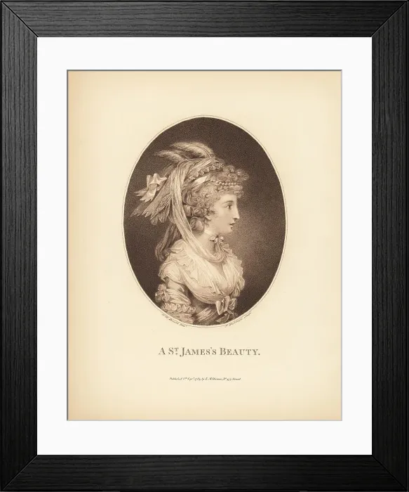Framed Print : Oval portrait of Priscilla Burrough as a St. James Beauty, 1783 Framed Print : Oval portrait of Priscilla Burrough as a St. James Beauty, 1783