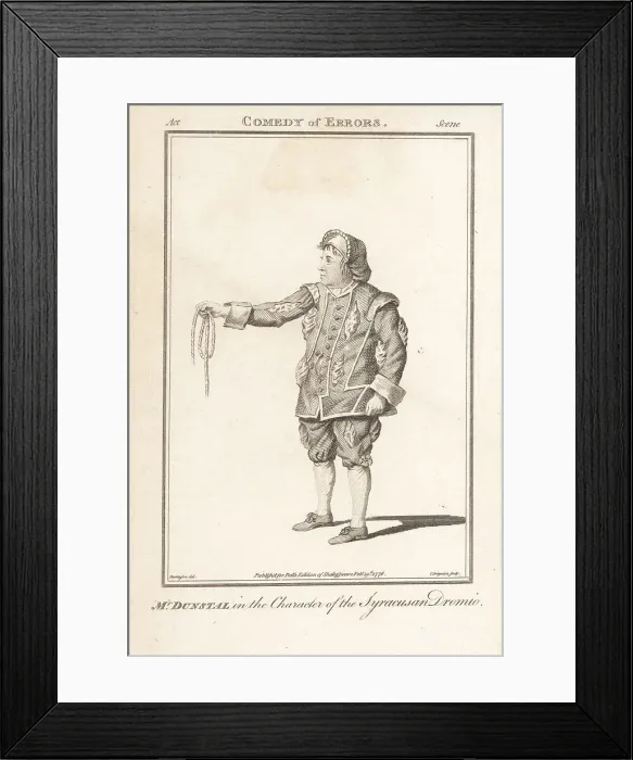 Framed Print : John Dunstall as the Syracusan Dromio in The Comedy of Errors, 1 Framed Print : John Dunstall as the Syracusan Dromio in The Comedy of Errors, 1