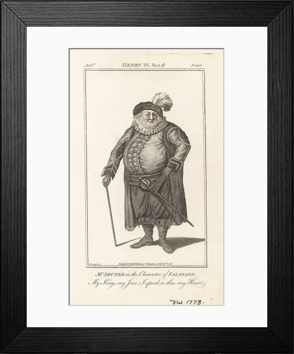 Framed Print : Edward Shuter as Falstaff in King Henry IV, Part 2, 1761 Framed Print : Edward Shuter as Falstaff in King Henry IV, Part 2, 1761