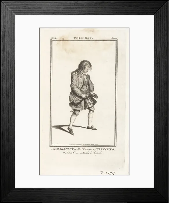 Framed Print : Robert Baddeley as Trinculo in The Tempest, 1768 Framed Print : Robert Baddeley as Trinculo in The Tempest, 1768