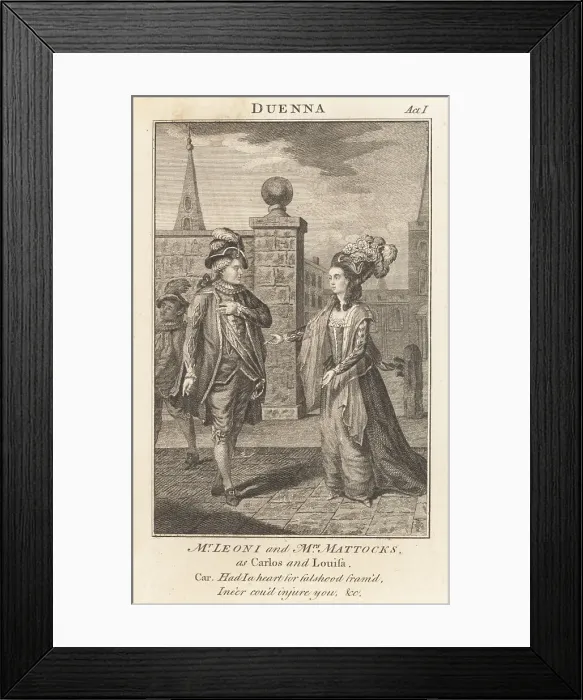 Framed Print : Michael Leoni as Don Carlos and Isabella Mattocks as Louisa in T Framed Print : Michael Leoni as Don Carlos and Isabella Mattocks as Louisa in T
