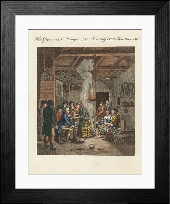 Framed Print : Highlanders of Scotland in a hovel, 1797 Framed Print : Highlanders of Scotland in a hovel, 1797