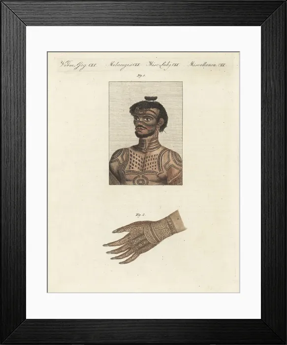 Framed Print : Nuku Hiva warrior and tattooed hand of Queen Katanuah Framed Print : Nuku Hiva warrior and tattooed hand of Queen Katanuah