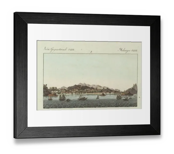 Framed Print : View of the port town of Macau, China, circa 1800s Framed Print : View of the port town of Macau, China, circa 1800s