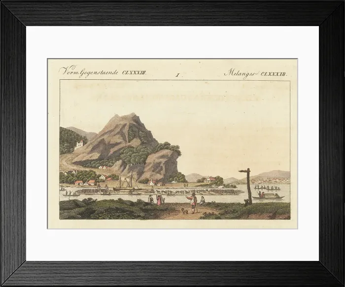 Framed Print : Arrival of a large timber raft on the Rhine at Bonn Framed Print : Arrival of a large timber raft on the Rhine at Bonn