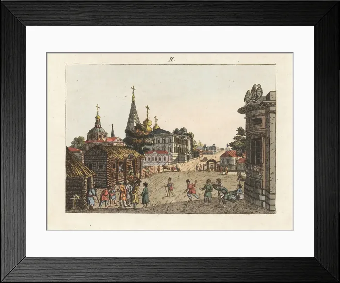 Framed Print : Children playing Babki and Swaika in a Moscow street, 1800s Framed Print : Children playing Babki and Swaika in a Moscow street, 1800s