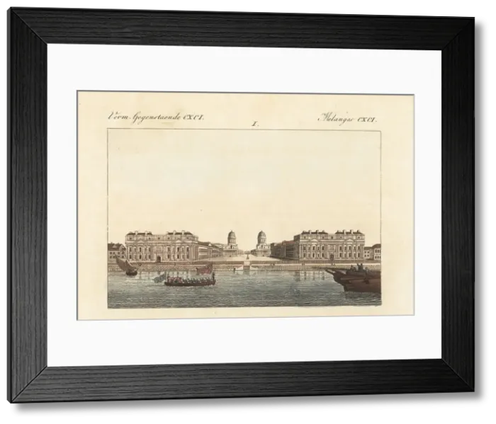 Framed Print : View of Greenwich Hospital from the River Thames, London Framed Print : View of Greenwich Hospital from the River Thames, London