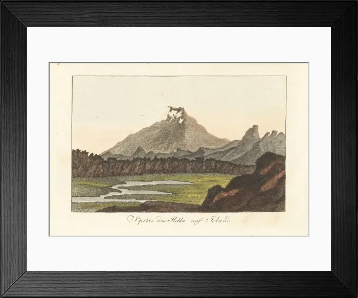 Framed Print : View of volcanic Mount Hekla, Iceland, 1811