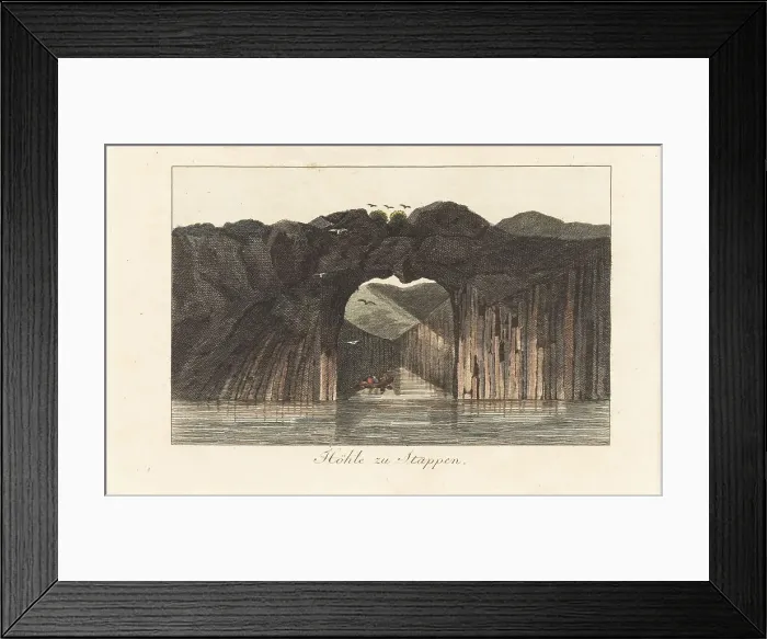 Framed Print : Cave with columnar cliffs near Stappen, Iceland, 1811 Framed Print : Cave with columnar cliffs near Stappen, Iceland, 1811