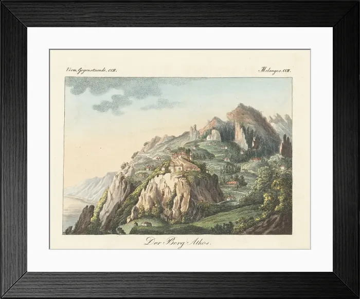 Framed Print : View of the holy mountain Mount Athos in Greece, 1815 Framed Print : View of the holy mountain Mount Athos in Greece, 1815