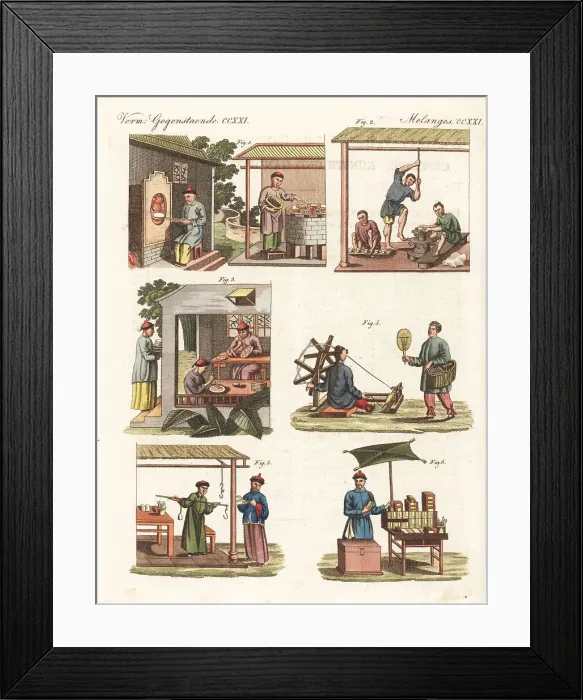 Framed Print : Chinese porcelain making and other trades, Qing dynasty Framed Print : Chinese porcelain making and other trades, Qing dynasty