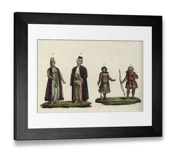 Framed Print : Costumes of European people, 18th century Framed Print : Costumes of European people, 18th century