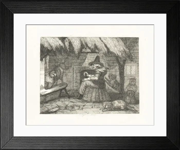 Framed Print : The Old Woman and her Cats Framed Print : The Old Woman and her Cats