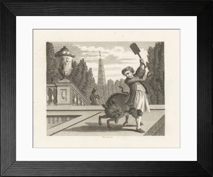 Framed Print : The Gardener and the Hog Framed Print : The Gardener and the Hog