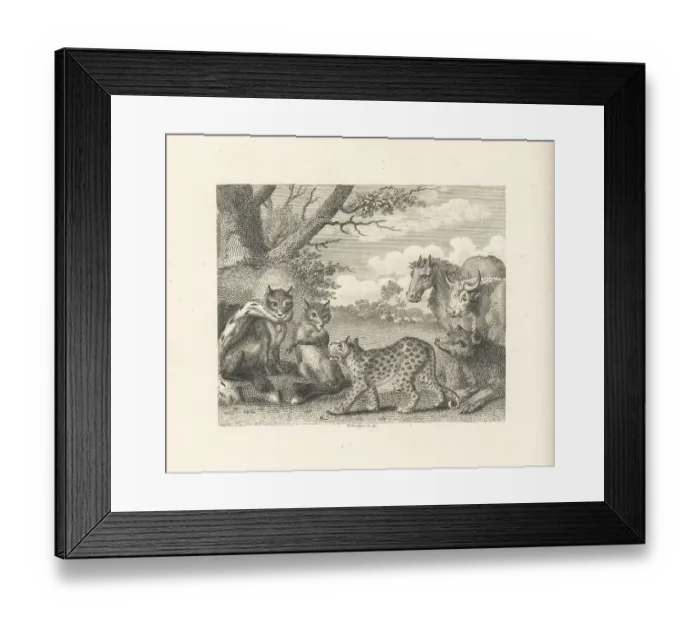 Framed Print : The Lion, the Fox and the Geese Framed Print : The Lion, the Fox and the Geese