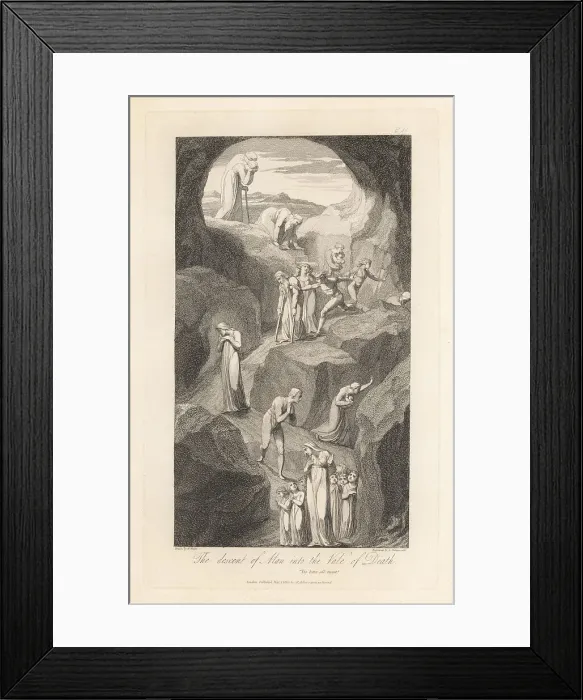 Framed Print : The Descent of Man into the Vale of Death Framed Print : The Descent of Man into the Vale of Death