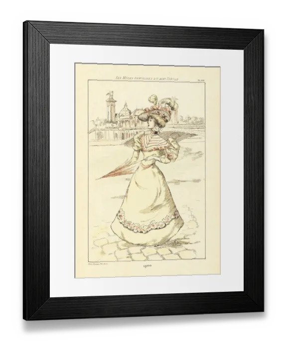 Framed Print : Fashionable woman in front of the Pont Alexandre III, Paris, 190 Framed Print : Fashionable woman in front of the Pont Alexandre III, Paris, 190