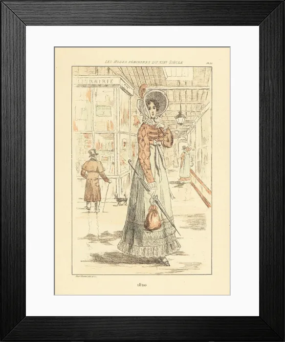 Framed Print : Fashionable woman shopping at the Palais Royal, Paris, 1820 Framed Print : Fashionable woman shopping at the Palais Royal, Paris, 1820