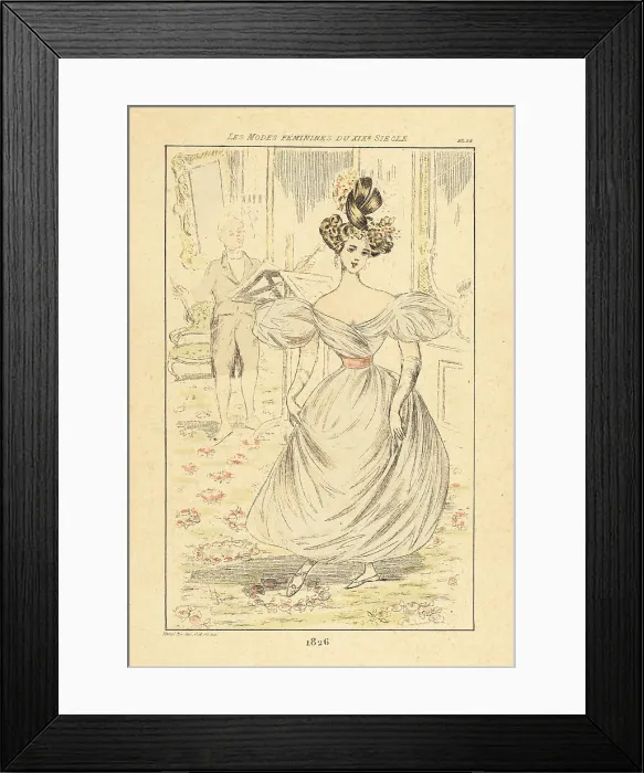 Framed Print : Fashionable woman taking dancing lessons, Paris, 1826 Framed Print : Fashionable woman taking dancing lessons, Paris, 1826