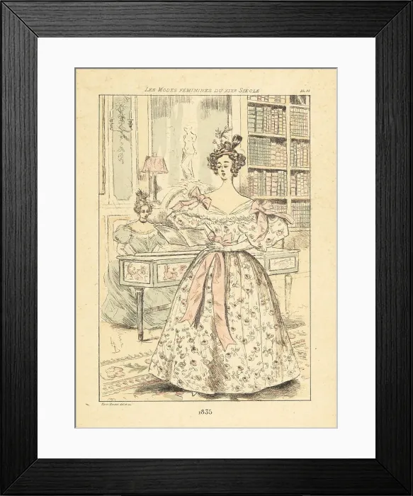 Framed Print : Fashionable woman singing in a drawing room, Paris, 1835 Framed Print : Fashionable woman singing in a drawing room, Paris, 1835