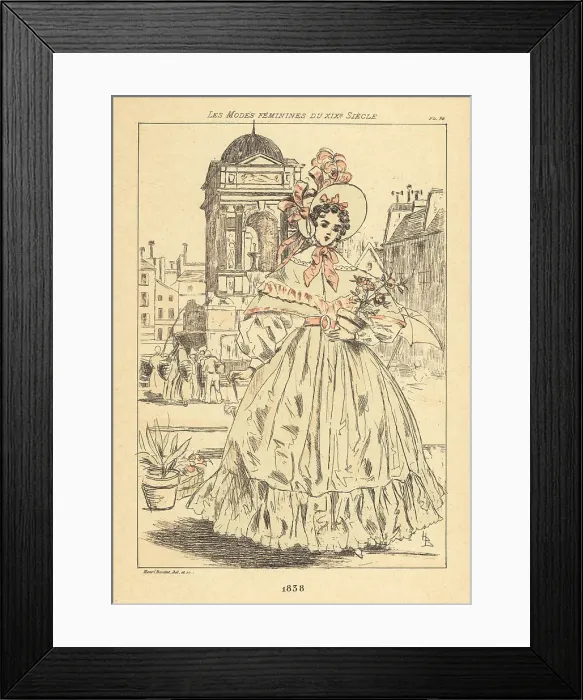 Framed Print : Fashionable lady at the fontaine des Nymphes, Paris, 1838 Framed Print : Fashionable lady at the fontaine des Nymphes, Paris, 1838