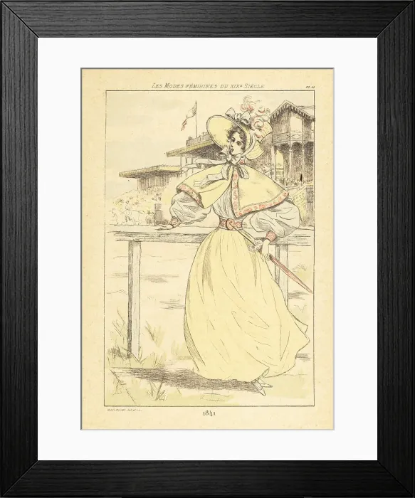 Framed Print : Fashionable woman at the racetrack, Paris, 1841 Framed Print : Fashionable woman at the racetrack, Paris, 1841