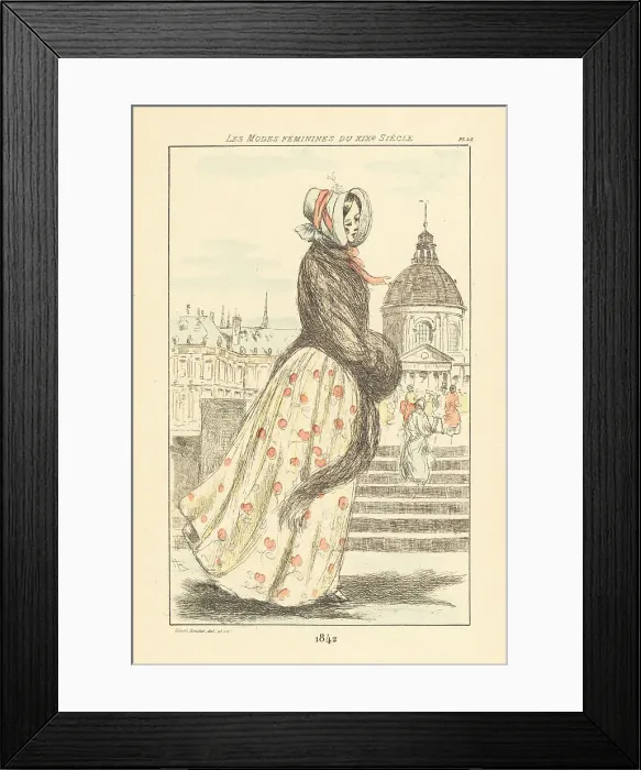 Framed Print : Fashionable woman at the Institut de France, Paris, 1842 Framed Print : Fashionable woman at the Institut de France, Paris, 1842