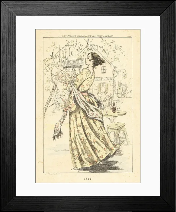 Framed Print : Fashionable lady at the restaurant Au Lapin Saute, Paris, 1844 Framed Print : Fashionable lady at the restaurant Au Lapin Saute, Paris, 1844