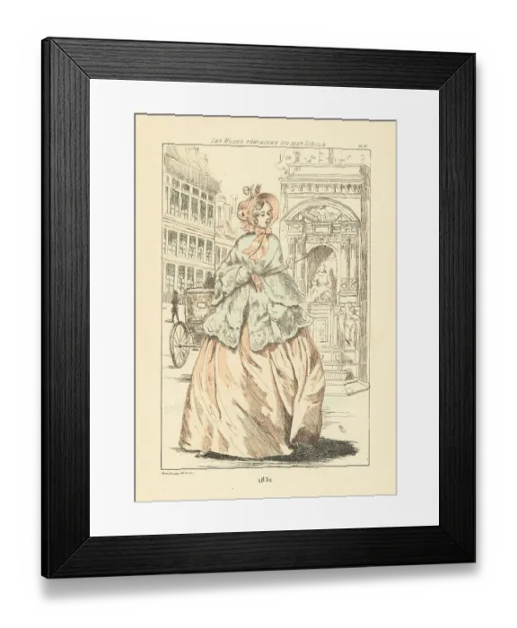 Framed Print : Fashionable woman at the Fontaine Moliere, Paris, 1851 Framed Print : Fashionable woman at the Fontaine Moliere, Paris, 1851